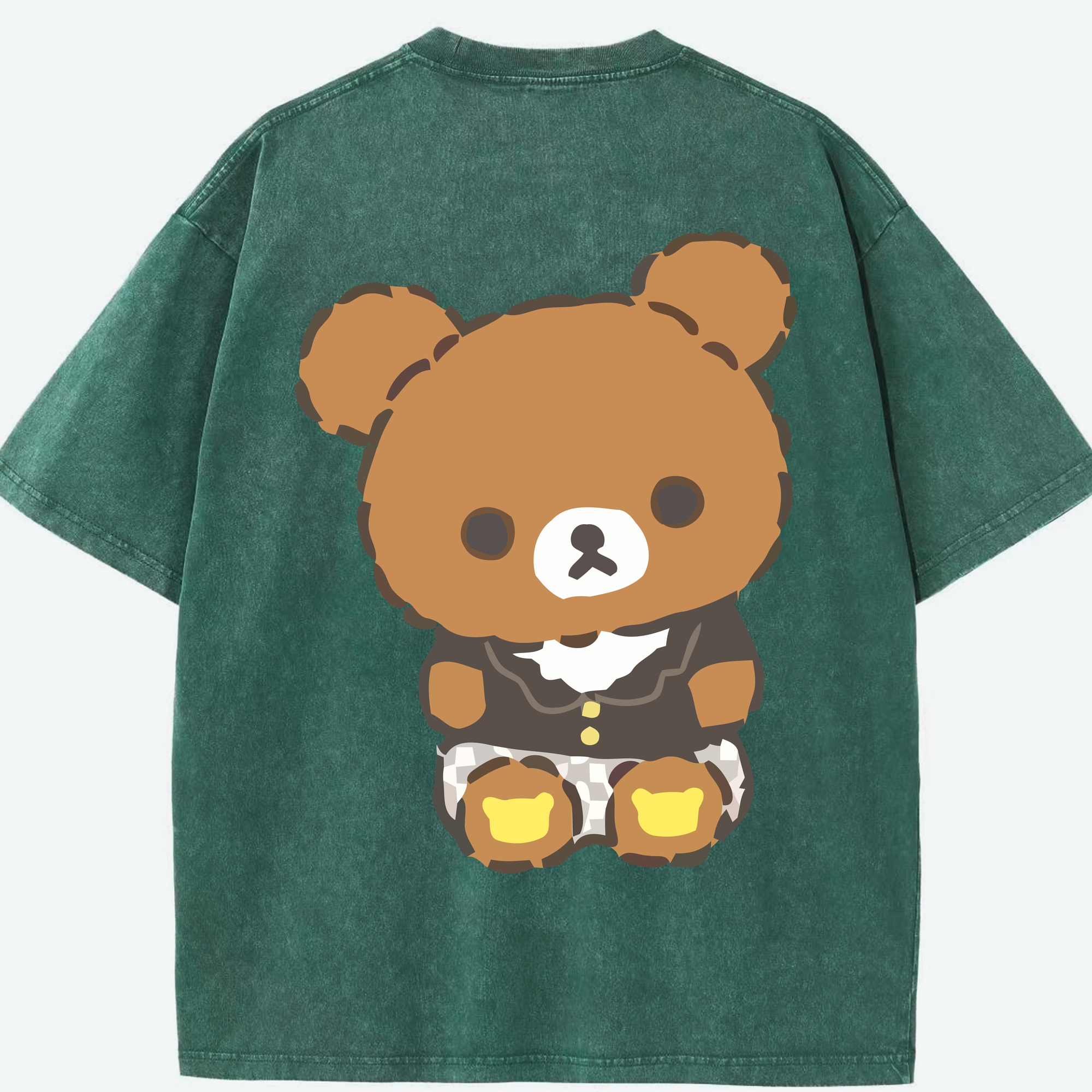 （画像用） リラックマ リラックマ キイロイトリ Rilakkuma Korilakkuma Kiiroitori 綿100% ヴィンテージ風 半袖Tシャツ（背面プリント）